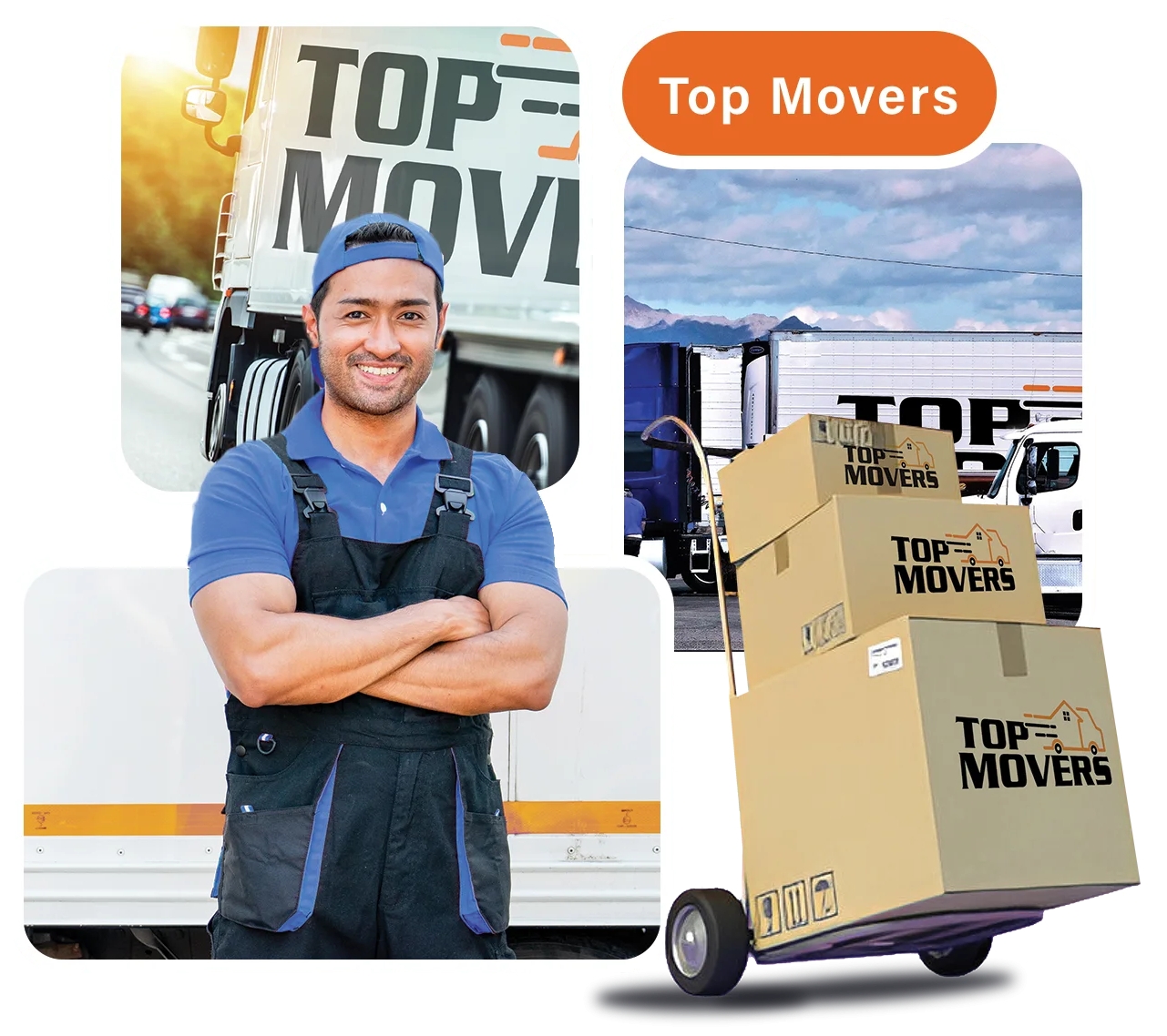 Top Movers Adelaide removalist team with moving truck and packing boxes