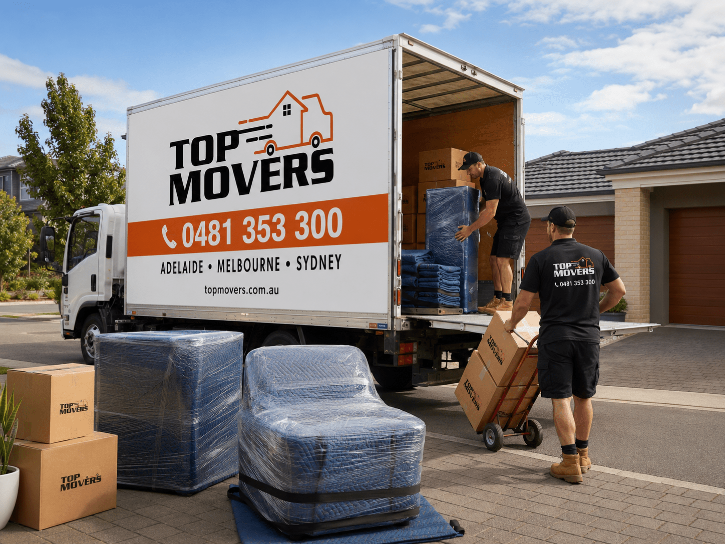 Top Movers Adelaide interstate removalists loading furniture for an interstate move